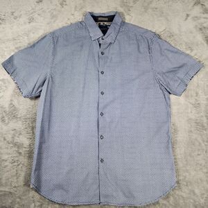 Denim & Flower Ricky Singh Mens Large Navy Geometric Design Button Up Shirt